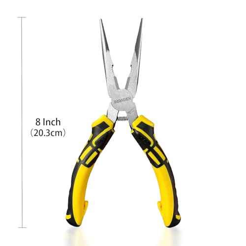 BOOSDEN¢ç 8 inch Needle Nose Pliers with Side Cutters, Precision Long Nose Pliers with Wire Cutters, Professional Needle Nose Spring Loaded Pliers, Used for Cutting Clamping Pinching Jewelry Making