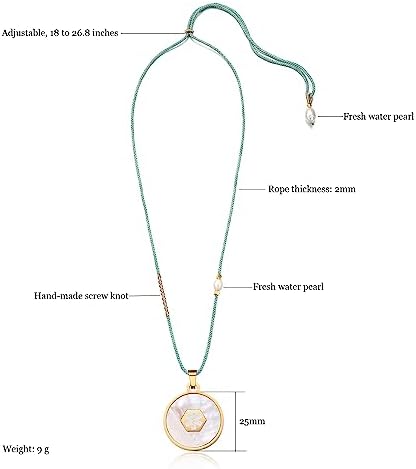Medical Alert Necklace for Women Shell & Gold-Tone Stainless Steel Emergency ID Tag Pendant Necklace for Girls Custom Engraved Medical Alert Jewelry
