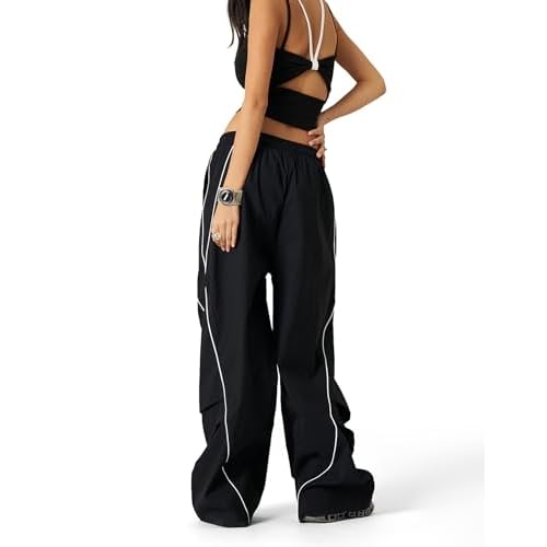Aelfric Eden Mens Parachute Pants Cool Lines Wide Leg Baggy Y2K Unisex Jogger Casual Sweatpants Track Cargo Pants Streetwear