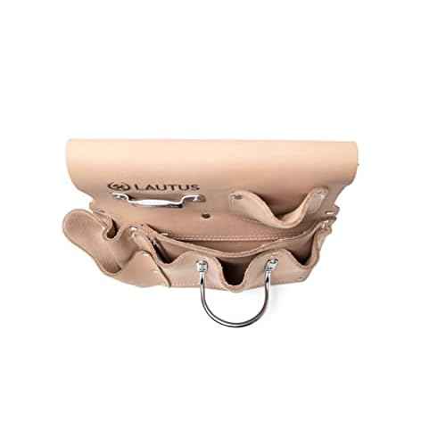 LAUTUS Oil Tanned Drywall Leather Tool Pouch Bag|Carpenter, Construction, Framers, Drywallers | 7 Pockets, 1 Hammer Holders | 100% Leather