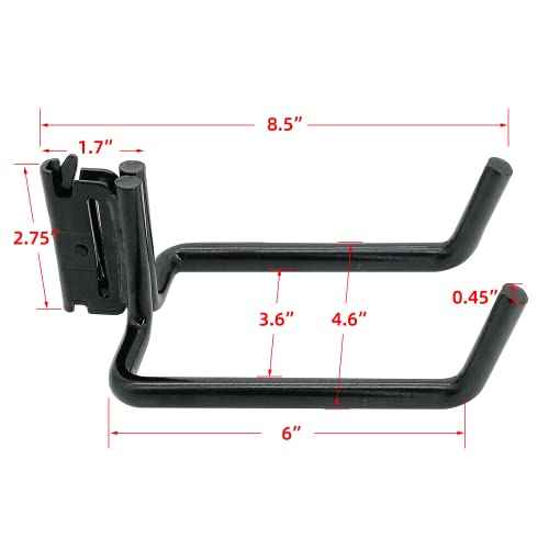 2 Pack E-Track Heavy Duty Shovel Hanger for Store Long Handled Tools,Large Steel Tool Double J Hook, Tool Hanger | E Track Accessories for Enclosed Trailer or Trucks (Black)