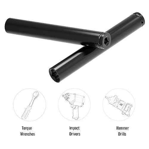 2 Pcs 1/2 Inch Drive by 24mm(15/16-Inch) Deep Impact Socket, Heat-Treated CR-V Steel 8 Inch Length, 6-Point Metric Sizes