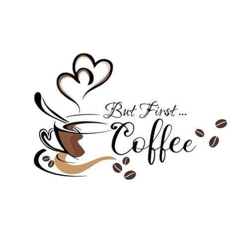 Black Coffee Wall Decals Peel and Stick Coffee Tea Cup Latte Art Wall Stickers Coffee Signs for Bar Cafe Pub