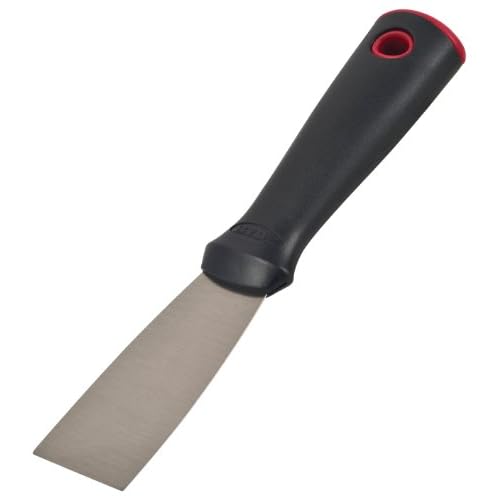 HYDE TOOLS 4101 1-1/2" Putty Knife - Flexible Blade - High Carbon Steel Blade is Tempered and Satin Finished - Handle is Reinforced Polypropylene and is Solvent Resistant