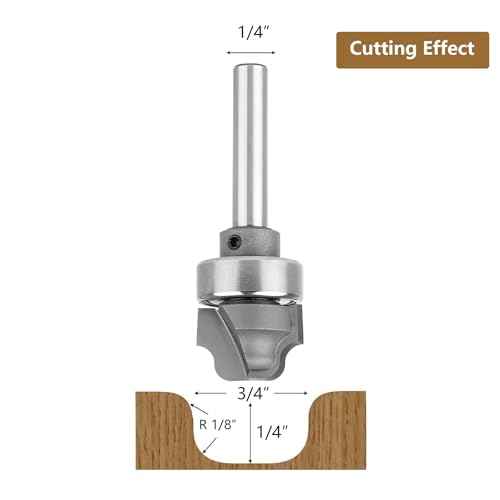 SpeTool Juice Groove Router Bits with Bearing 1/8" Radius 1/4" Shank, Bowl and Tray Router Bit for Crafting Drainage Grooves, Decorative Edges and Custom Woodworking Projects