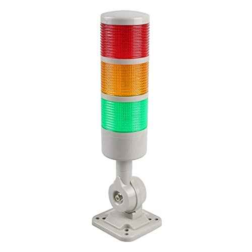 Led Signal Tower Stack Lights, Industrial Warning Column Lamp, Andon With Rotatable Base, Steady/Flashing Switchable, 12V 24V DC (3-Layer, With Buzzer)