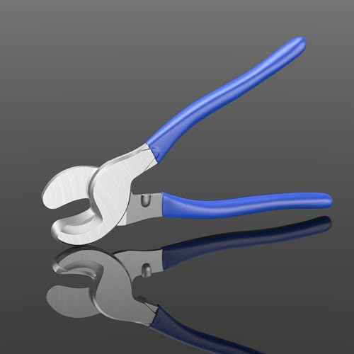 10 Inches Cable Cutter, High Leverage Heavy Duty Wire Cutters Cable Cutters Heavy Duty for Cutting Aluminum, Soft Copper, and Communication Cables(Avoid Pinching Fingers Design Included)-Blue