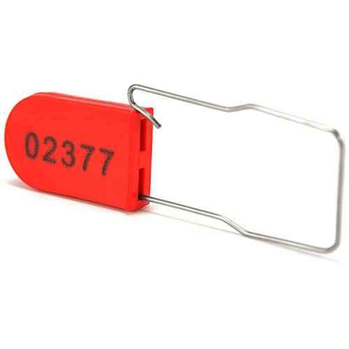 100 PCS Plastic Wire Padlocks, Numbered Plastic Padlocks Security Seals Electric Meter Seal Disposable Anti-Tamper Locks, Red