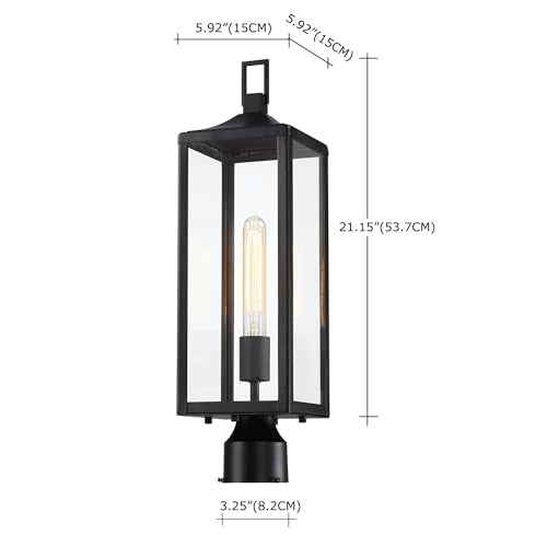 21.3 Inch Outdoor Lamp Post Light Fixture Dusk to Dawn - Residential Sidewalk Lamp Post Sconce Dusk to Dawn Outside Pole Lantern for House Outdoor Column Light, E26