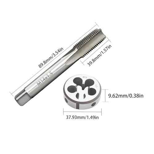 M14 x 1.5mm Metric Tap And Die Set,M14 x 1.5mm High-Speed Steel Machine Tap Die Set,Thread Tap And Round Thread Die Right Hand (M14 x 1.5mm)