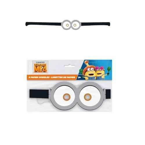 Unique Despicable Me Birthday Party Supplies Favor Bundle Pack includes 8 Loot Bags, 8 Party Paper Goggles, 24 Tattoos, 1 Award Ribbon, 1 Dinosaur Sticker Sheet