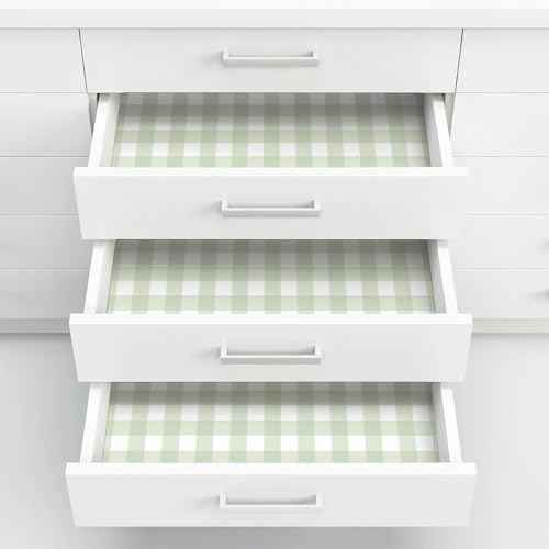 Cohoo Home Green Plaid Peel and Stick Wallpaper Boho Plaid Contact Paper for Cabinet Green Checkered Geinham Contact Paper Self Adhesive Removable Wallpaper Bathroom Nursery Waterproof 17.3inW 78.7inL