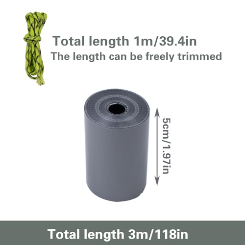 SnowTing 4 PCS Mini Duct Tape with Rope and Carabiner, Portable Pocket Size Duc Tape for Outdoor Camping Travel Cycling Backpacking Emergency Repair, 2'' Wide x 9.84 Feet Long Per Roll, Grey