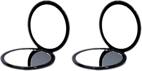 deweisn Magnifying Compact Cosmetic Mirror Elegant Pocket Handheld Makeup Mirror with Powerful 10x Magnification and 1x True View Mirror for Travel or Your Purse (Pack of 2)