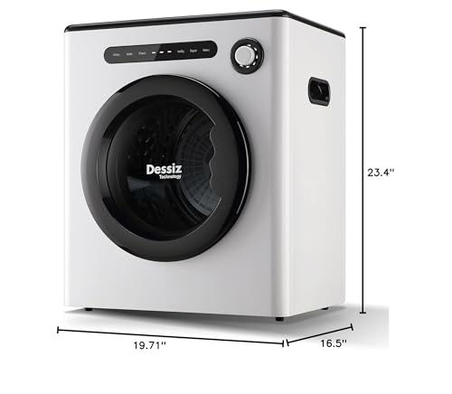Dessiz 1.6 Cu.Ft.,11LBS Compact Dryer 950W Portable Clothes Dryer Machine with Stainless Steel Drum and Exhaust Hose,Dryer for RVs, Apartments,Dorm Rooms- Quiet, Sturdy,Easy to Use and LED Display