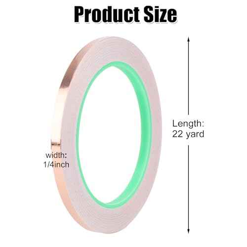 2 Rolls Copper Foil Tape, 1/4 Inch Wide Adhesive Copper Foil Tape for Stained Glass Double-Sided Conductive Tape with Plastic Scraper for Electrical Repair Paper Circuits Handicrafts