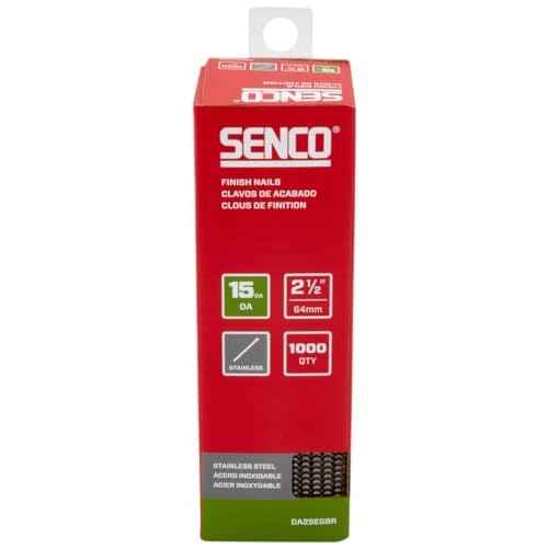 SENCO DA25EGBR 2-1/2" 15 Gauge Angled Finish Nails, Stainless Steel Finish 1,000 Count Pack
