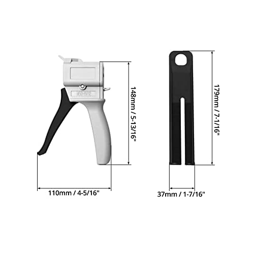 QWORK 50ml Dispensing Gun Kit, Impression Mixing Dispensing Gun, 1: 1/1: 2 AB Ratio, Static Mixer Mixing Nozzle, 4 Pack