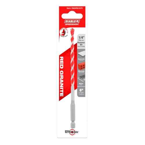 Diablo SPEEDemon Red Granite Carbide Tipped Hammer Drill Bit for Concrete, Masonry and Stone - 1/4" Diameter, 6" Length, 4" Working Length - DMARG1070