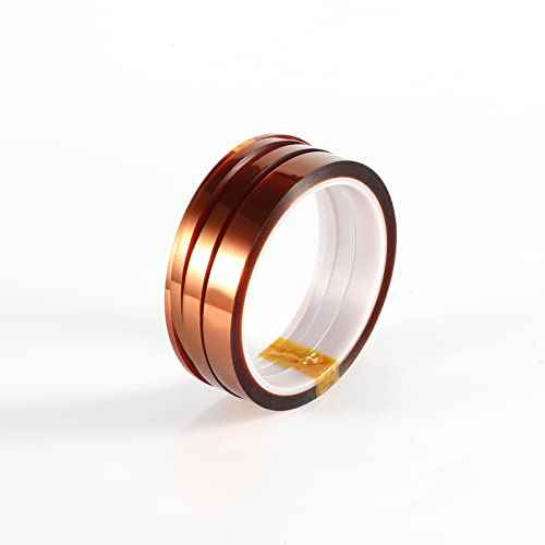 Luter 4 Rolls of Heat Resistant Tape High Temperature Polyimide Adhesive Tape for Sublimation, 3D Printer, Wave Soldering (3 mm/5 mm/8 mm/12 mm x 33 m, Fawn)
