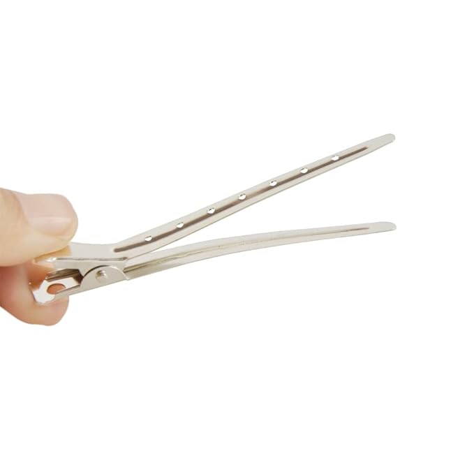 12 Pcs 3.54 Inches Duck Bill Clips Round-Head Clip Silver hair Clip with 7 Holes Metal Hair Clips for Hair Styling