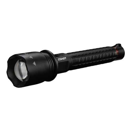 Coast XP40R 8000 Lumen Rechargeable Dual-Power LED Flashlight with POWERiQ¢â Real-TIME Display, 5 Light Modes, Ultra View Flood Beam, Push/Pull Focus