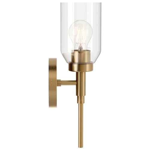 KICHLER Madden 1-Light Wall Sconce with Clear Glass in Champagne Bronze, Sloped Ceiling Compatible, for Bathroom or Hallway (14.75" x 5"), 55183CPZ