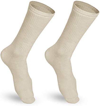 Truform Compression Socks, 15-20 mmHg, Men's Crew Length Mid-Calf Cushion Foot Socks, Tan, Medium