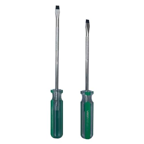 4-Piece Flathead Magnetic Tip Screwdrivers,Hand Tools Set with 6x100mm, 6x125mm, 6x150mm 6x200mm for Home, Automotive, and DIY Projects