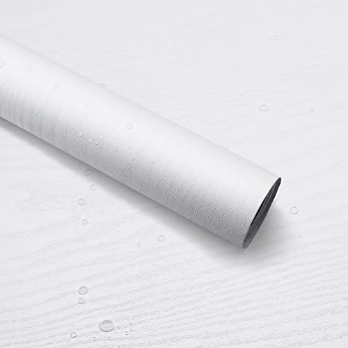 Wood Peel and Stick Wallpaper Decorative Self Adhesive Vinyl Film 16"x118" White Wood Grain Wallpaper for Furniture Cabinet Countertop Shelf Paper