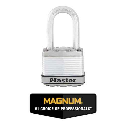 Master Lock Silver Magnum Outdoor Padlock with Key, Keyed Alike Gate Locks for Outdoor Fence or Shed with Long Shackle, 4 Pack, M1XQLFCCSEN
