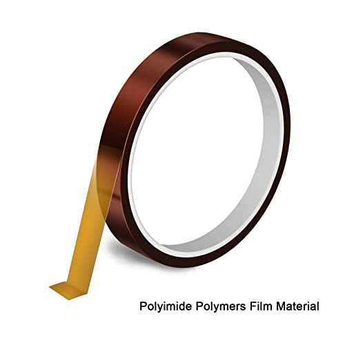 Luter 4 Rolls of Heat Resistant Tape High Temperature Polyimide Adhesive Tape for Sublimation, 3D Printer, Wave Soldering (3 mm/5 mm/8 mm/12 mm x 33 m, Fawn)