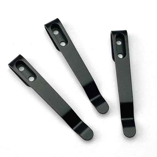 Premium Deep Carry Pocket Clip Sets Knife Clips 420 Stainless Steel Universal Repair Parts for Folding Pocket Knives Includes 3Pcs Screws DIY (Black)