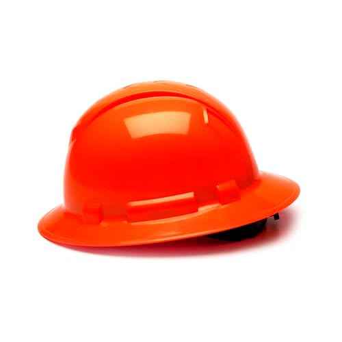 Pyramex Ridgeline Full Brim Hard Hat 4 Point Ratchet Hi Vis Orange