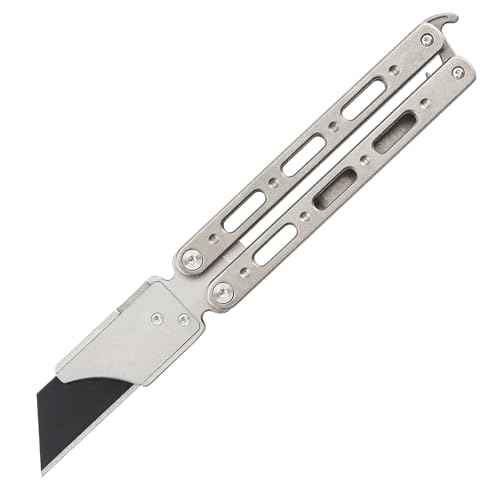 Titanium Utility Knife with Clip Mini Pry Bar EDC Box Cutter Flipper Pocket Knife For Outdoor