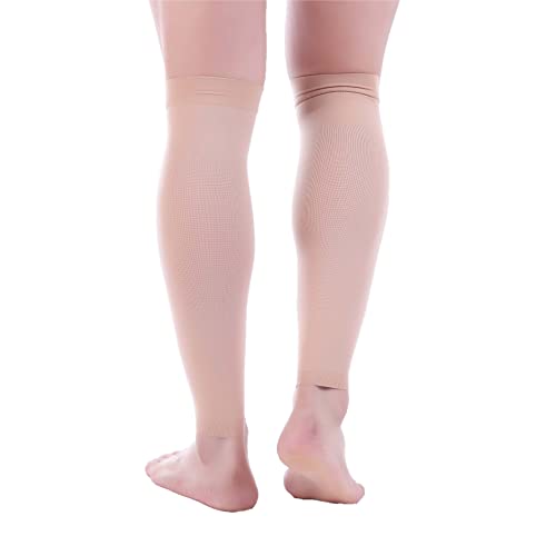 Doc Miller - Compression Calf Sleeve for Petite Men & Women, Medical Grade, 20-30mmHg Graduated Support for Running, Calf Tear, Shin Splints, Knee High, Beige Medium Size, 1 Pair, Petite