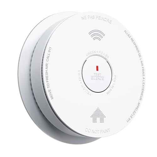 SITERWELL Smoke Detector 10 Year Battery Operated, Smoke Alarm with Photoelectric and Rlectrochemical Sensors, Fire Alarm with Bilingual Voice Alerts for Bedroom, Meets UL217-9th Standards, 1 Pack