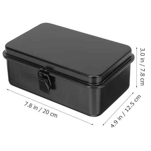 DOITOOL Small Metal Tool Box Portable Tool Box Organizer, Hip Roof Style Portable Steel Tool Box with Metal Latch Closure for Tools Storage (Black, 7.86x4.91x3.07in)