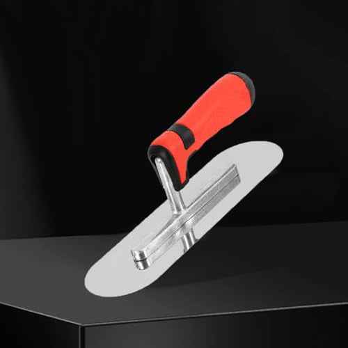 Concrete Tools Stainless Steel Pool Trowel, 10" x 3" Masonry Hand Tool with Soft Grip Handle, Lightweight, Plastering Trowel for Drywall Plastering Construction, Round End (Small:10"L x 3"W)