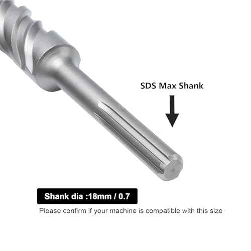 1-1/2 x 18 inch SDS Max Rotary Hammer Drill Bit, 38mm x 460mm Carbide Tip Masonry Drill Bit,Concrete Drill Bit for Masonry, Brick, Stone, Concrete (Length :460mm / 18 inch, 38mm (1-1/2 in) Diameter)
