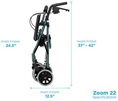 NOVA Medical Products Zoom Rollator Walker , 22 Inch (Pack of 1)
