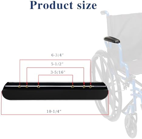 Full Length Padded Armrest Black 13-7/8" Long Wheelchair and Transport Chair arm Cushions, Black (1 Pair) Compatible with All Brands(13-7/8")