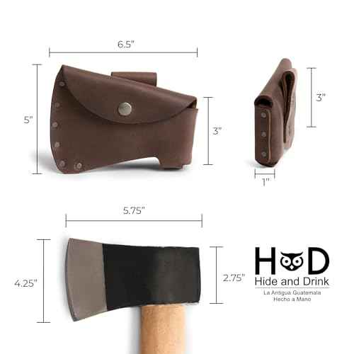 Hide & Drink, Hatchet Head Sheath Holster for 1.5 in. Belts, Axe Head Case, Blade Cover, Lumberjack Outdoors Work Essentials, Full Grain Leather, Handmade