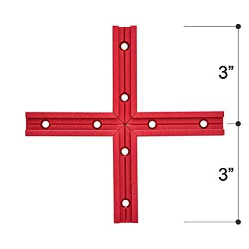 T Track 3" Intersection Kit with Wood Screws-Double Cut Profile Universal T-Track with Predrilled Mounting Holes - Woodworking-Fine Sandblast Anodized-Red Color-4PK