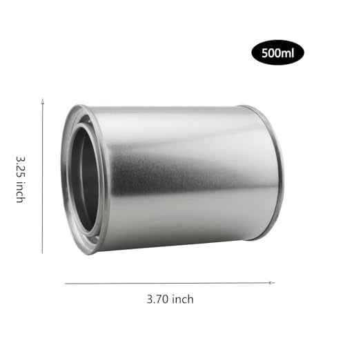 2PSC Empty Metal Paint Can with Lid Paint Storage Container Capacity 0.5L Silver Tin Sealed Small Empty Pail Latex Paint Round Iron Pail