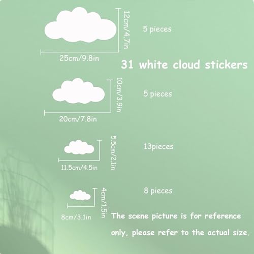 JEPELUS Cloud Wall Decals for Nursery Removable DIY Large Sticker Self Adhesive Wallpaper for Living Room Children Baby Kids Boys Girls Bedroom Home Decor Art Mural Dec