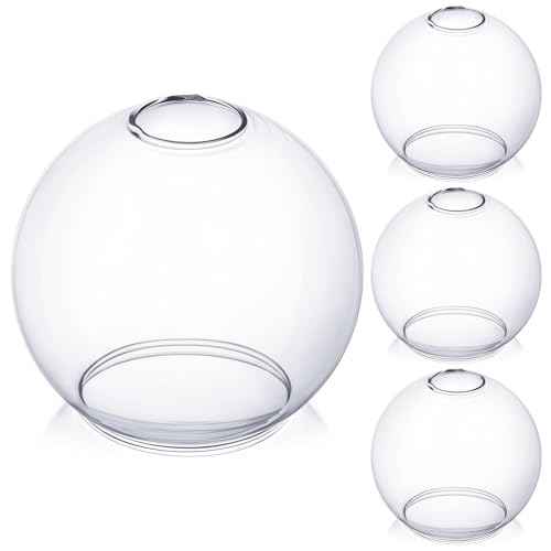 4 Pack Fixture Replacement Globe Shade 6 Inch Diameter E26 Base 1-5/8 Inch Fitter Round Glass Globe Lampshade Cover for Pendant Wall Sconce Chandelier Vanity Light(Clear)