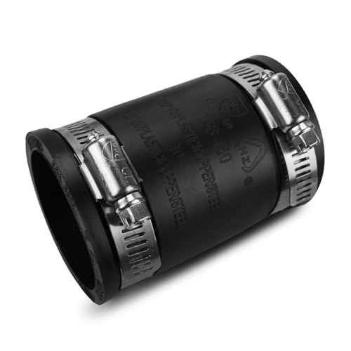 Flexible PVC Pipe Coupling with Rubber Hose Clamps for Flex Coupling1-1/2 Inch Nominal Pipe Drain Repair, Dust Hose,Plumbing Connection,Cast Iron,Plastic Pipe Upgrade, PVC Condensate Pipe Coupling