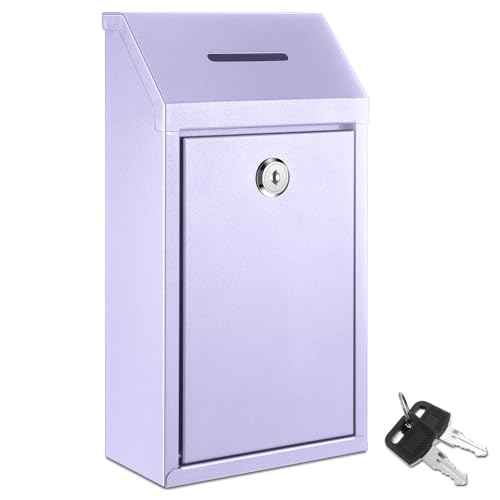 Metal Donation Cash Box Collection Safe Suggestion Box with Lock Wall Mounted Mailbox Delivery Ballot Container for Home Office Outdoor Door