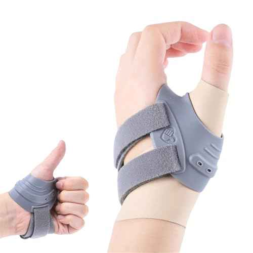 Thumb Brace for Women and Men CMC Thumb Brace, Left Thumb Support for Muscle Strain/Trauma/Tendonitis/Joint Pain/Arthritis,Adjustable Thumb Splint with Thumb Sleeve - Gray, Medium, Left
